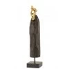 LANADECO Bustes Et Statues Personnage Assis Bois De Manguier Noir Et Aluminium Or H46,5cm