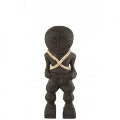 LANADECO Bustes Et Statues Personnage En Bois De Manguier Noir H38,5cm