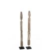 LANADECO Bustes Et Statues Personnage Sur Pied Bois Albasia Gris H120,5cm - Lot De 2