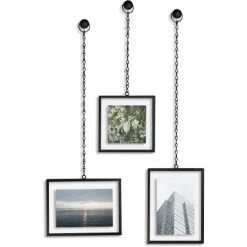 Umbra Cadres Et Albums Photos Set De 3 Cadres Photos Fotochain Métal Noir -Décoration de porte Soldes set de 3 cadres photos fotochain metal noir 3