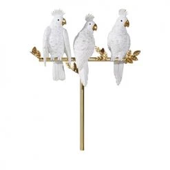 Maisons Du Monde Bustes Et Statues Statue 3 Perroquets Sur Branche Blanche Et Doré Mat H50
