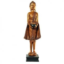 Maisons Du Monde Objets Déco De Jardin Statue Bouddha Debout En Résine Dorée H 142 Cm