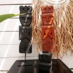 My Bliss Home Bustes Et Statues Statue Décorative En Bois Sculpté H42 Cm -Décoration de porte Soldes statue decorative en bois sculpte h42 cm 2