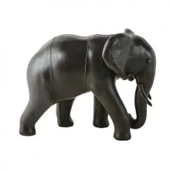 Maisons Du Monde Bustes Et Statues Statue éléphant En Cuir De Mouton Marron H48 -Décoration de porte Soldes statue elephant en cuir de mouton marron h48 1000 1 38 191098 2