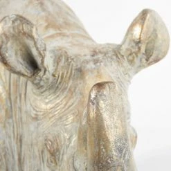 Maisons Du Monde Bustes Et Statues Statue Rhinocéros Grise Et Dorée H53 -Décoration de porte Soldes statue rhinoceros grise et doree h53 1000 10 1 188642 4