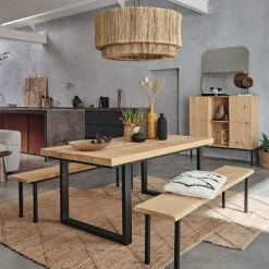 Maisons Du Monde Bustes Et Statues Statues Disques En Bois De Manguier, Marbre Et Métal Noir (x2) H48 -Décoration de porte Soldes statues disques en bois de manguier marbre et metal noir x2 h48 1000 9 10 220754 2