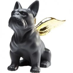 Kare Design Bustes Et Statues Statuette Bouledogue Noir Ailes Dorées -Décoration de porte Soldes statuette bouledogue noir ailes dorees 2