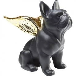 Kare Design Bustes Et Statues Statuette Bouledogue Noir Ailes Dorées
