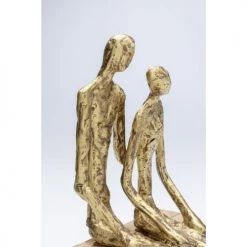 Kare Design Bustes Et Statues Statuette Couple Banc En Bois Et Aluminium Doré -Décoration de porte Soldes statuette couple banc en bois et aluminium dore 2