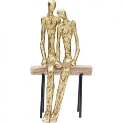 Kare Design Bustes Et Statues Statuette Couple Banc En Bois Et Aluminium Doré