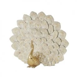 Maisons Du Monde Bustes Et Statues Statuette De Paon Doré Et Blanc H38