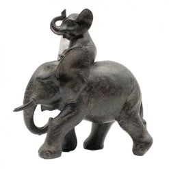 Kare Design Bustes Et Statues Statuette éléphants En Polyrésine Marron -Décoration de porte Soldes statuette elephants en polyresine marron 4