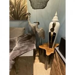 Now’s Home Bustes Et Statues Statuette Héron Nuances Grises Et Noires En Plumes H120 -Décoration de porte Soldes statuette heron nuances grises et noires en plumes h120 3