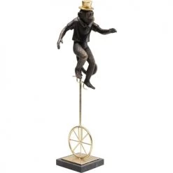Kare Design Bustes Et Statues Statuette Singe De Cirque En Polyrésine Marron Et Acier Doré H48